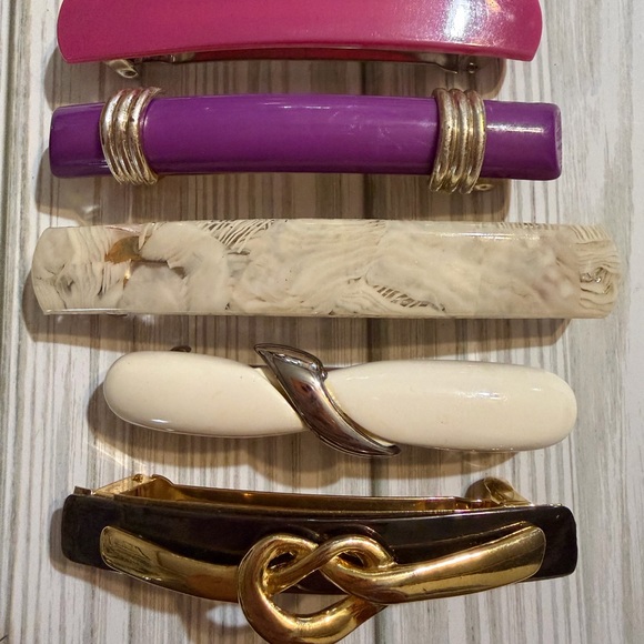 Lot of 7 vintage barrettes Made in France 3 1/2” long - Picture 5 of 5